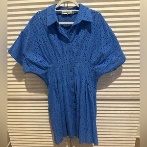 Chic Blue Eyelet Mini Dress